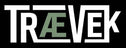 The word 'TRAVEK' in bold white letters with the letter 'A' stylized in muted green, set against a solid black background.